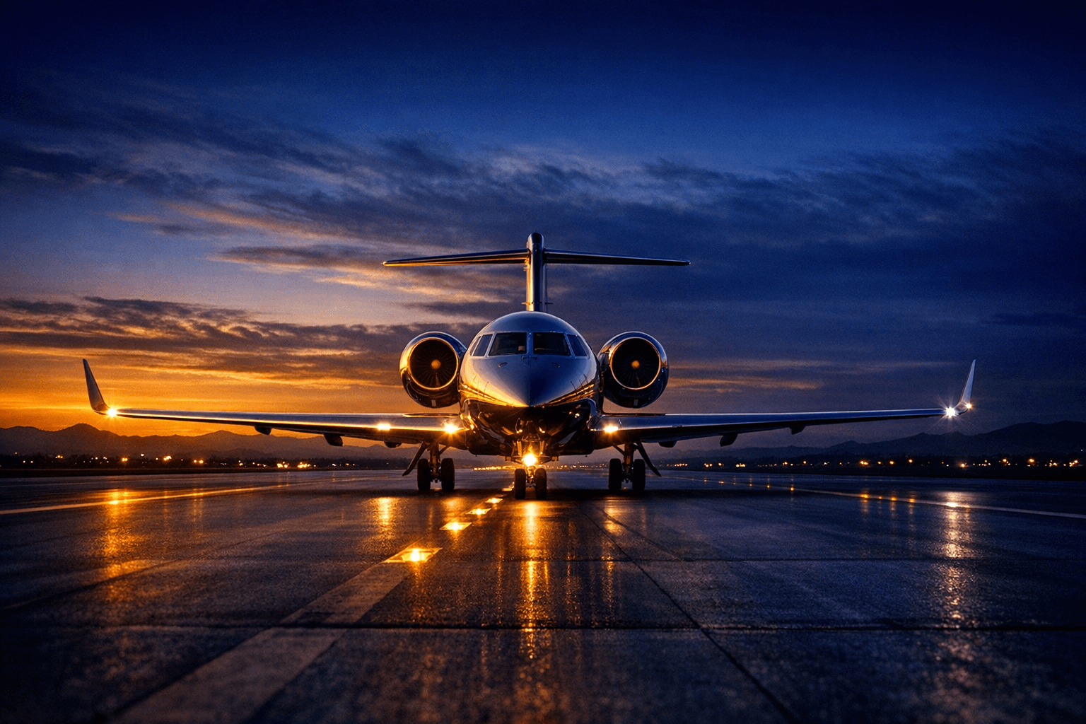 Modern private jet cabin with comfortable seating and professional workspace