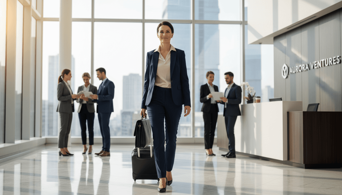 Arrival state - professional arriving ready for business meeting