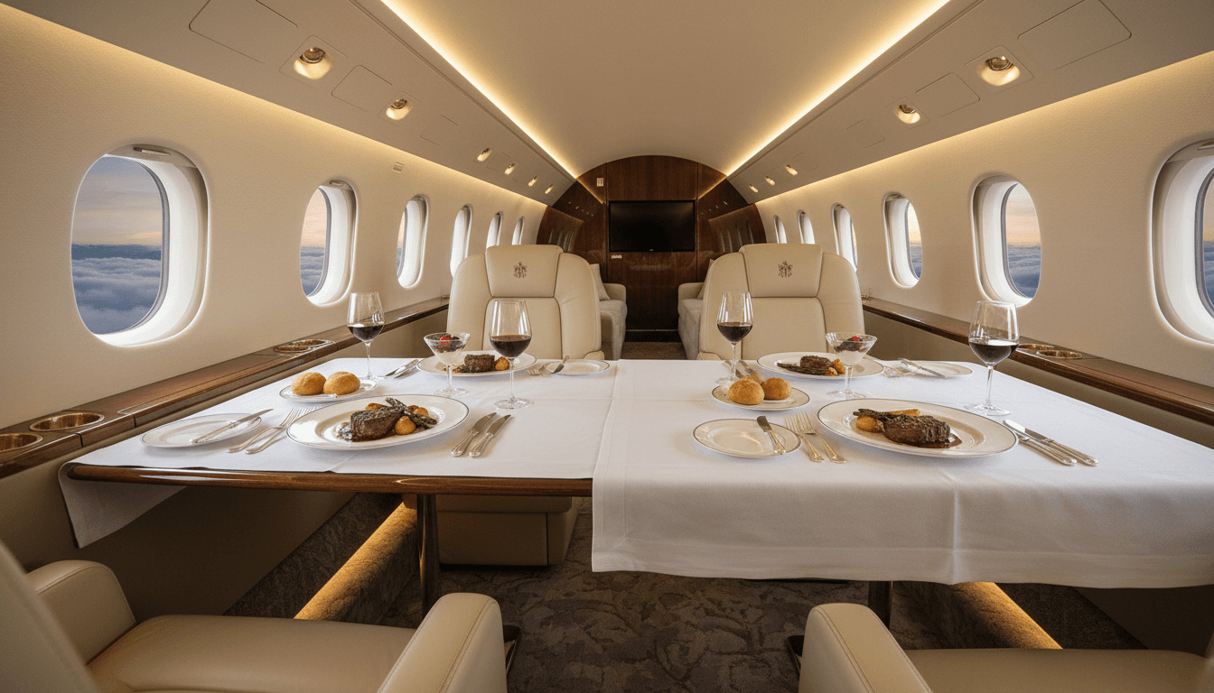Private jet meal service for guests