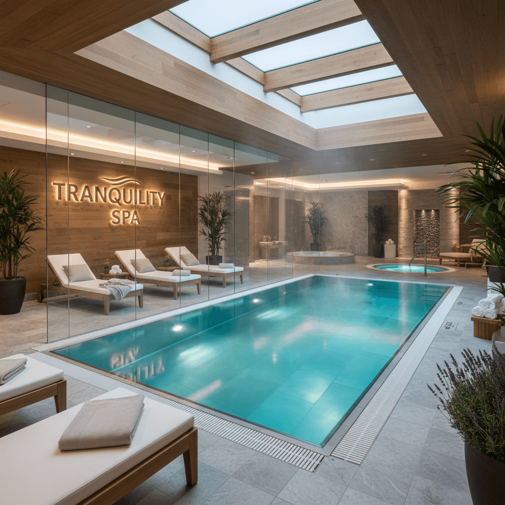 Spa facility with pool and wellness amenities for corporate guests