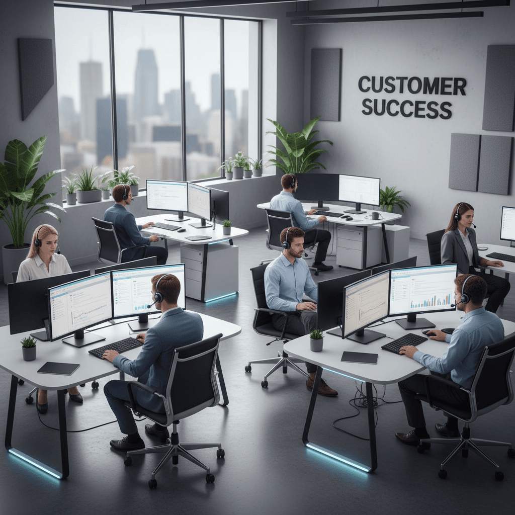 Customer support team working