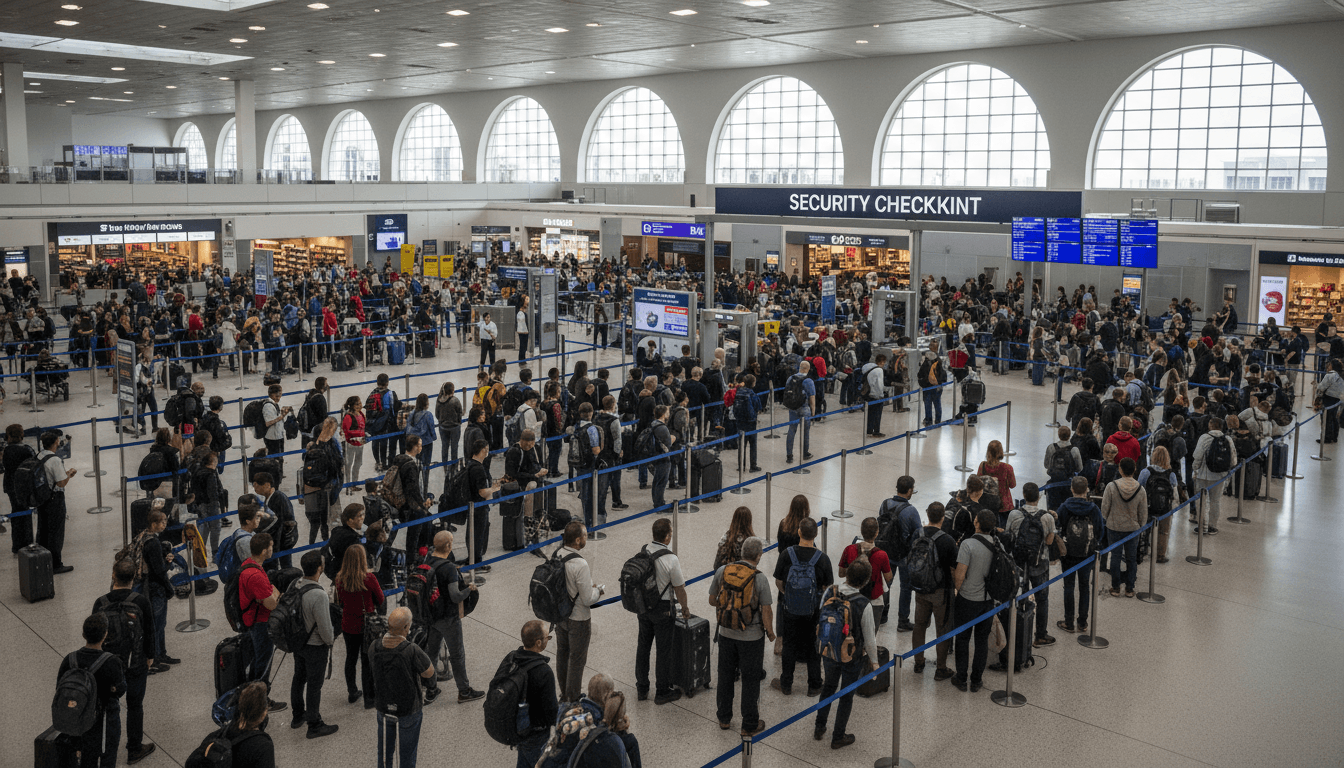 Airport time comparison - commercial airport security queues